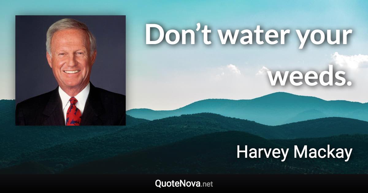 Don’t water your weeds. - Harvey Mackay quote