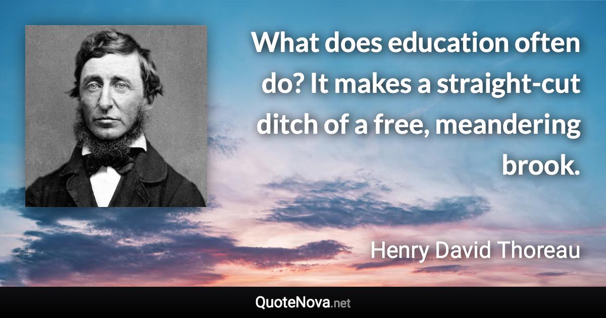 What does education often do? It makes a straight-cut ditch of a free, meandering brook. - Henry David Thoreau quote