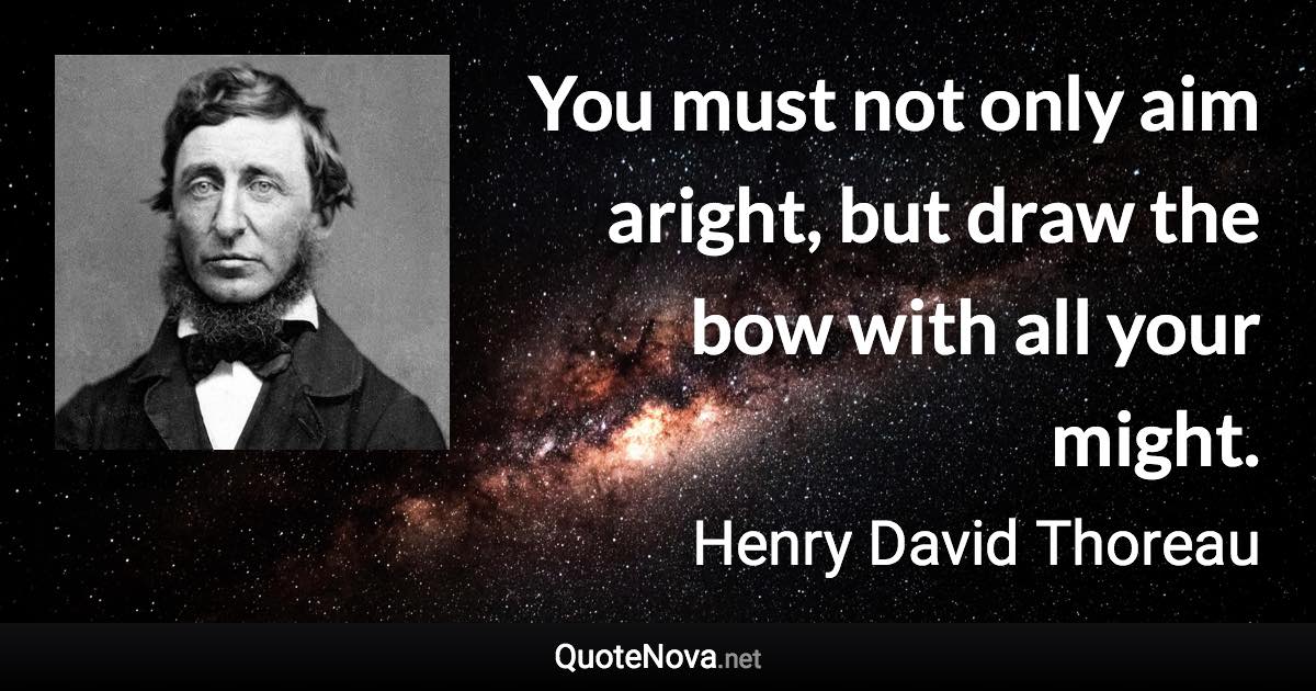 You must not only aim aright, but draw the bow with all your might. - Henry David Thoreau quote