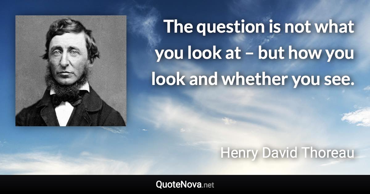 The question is not what you look at – but how you look and whether you see. - Henry David Thoreau quote