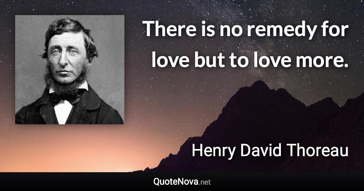 There is no remedy for love but to love more. - Henry David Thoreau quote