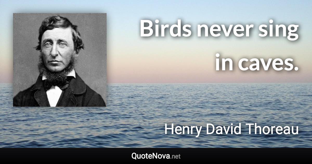 Birds never sing in caves. - Henry David Thoreau quote