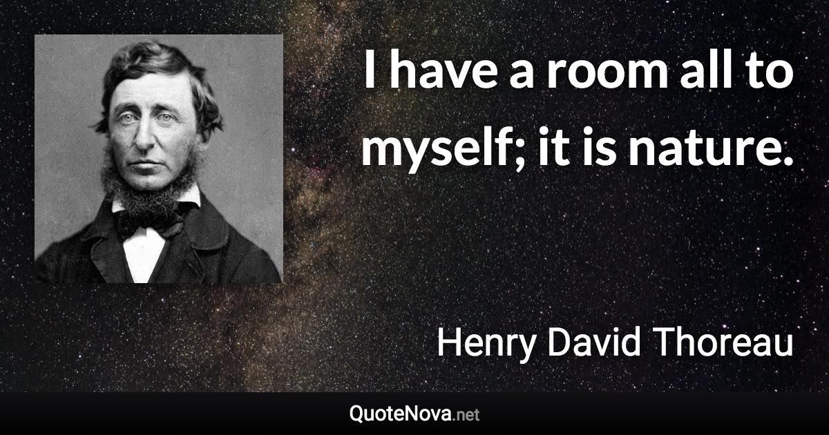 I have a room all to myself; it is nature. - Henry David Thoreau quote