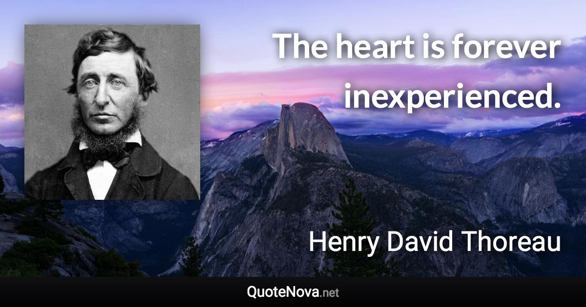 The heart is forever inexperienced. - Henry David Thoreau quote
