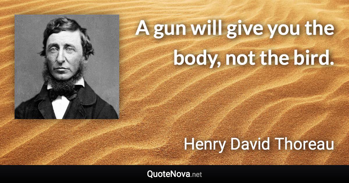 A gun will give you the body, not the bird. - Henry David Thoreau quote