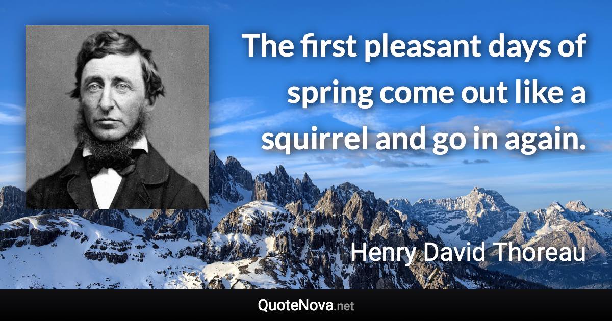 The first pleasant days of spring come out like a squirrel and go in again. - Henry David Thoreau quote