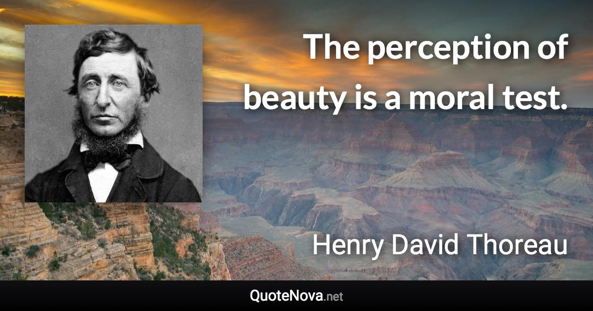 The perception of beauty is a moral test. - Henry David Thoreau quote