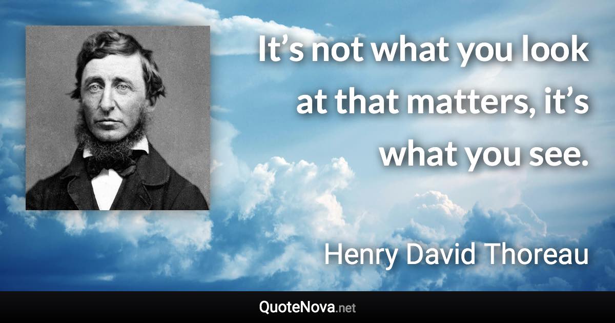 It’s not what you look at that matters, it’s what you see. - Henry David Thoreau quote