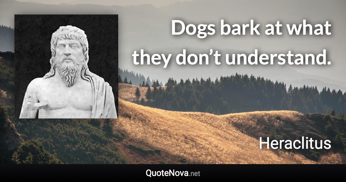 Dogs bark at what they don’t understand. - Heraclitus quote