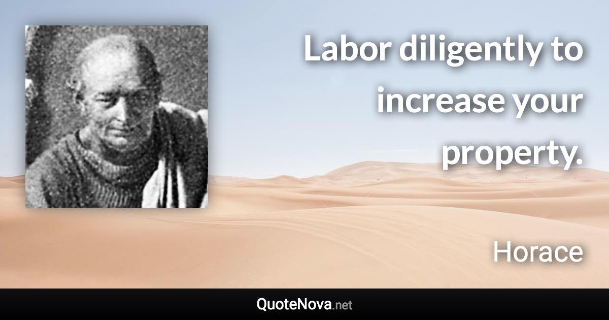 Labor diligently to increase your property. - Horace quote