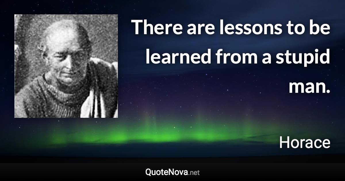 There are lessons to be learned from a stupid man. - Horace quote