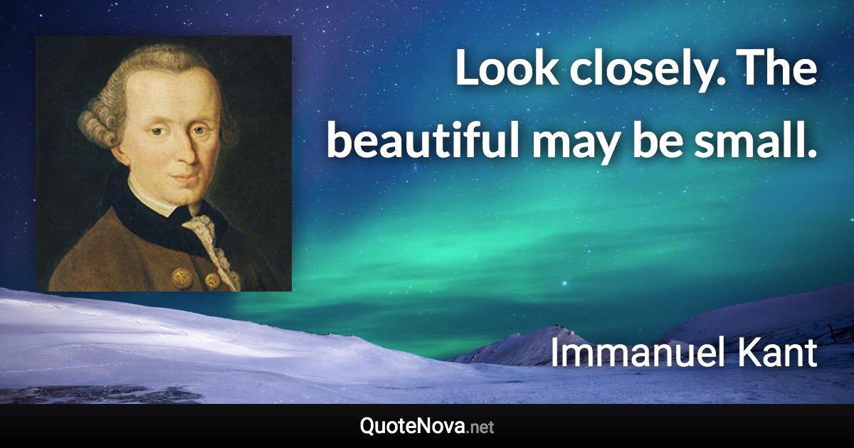 Look closely. The beautiful may be small. - Immanuel Kant quote