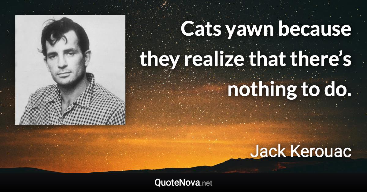 Cats yawn because they realize that there’s nothing to do. - Jack Kerouac quote