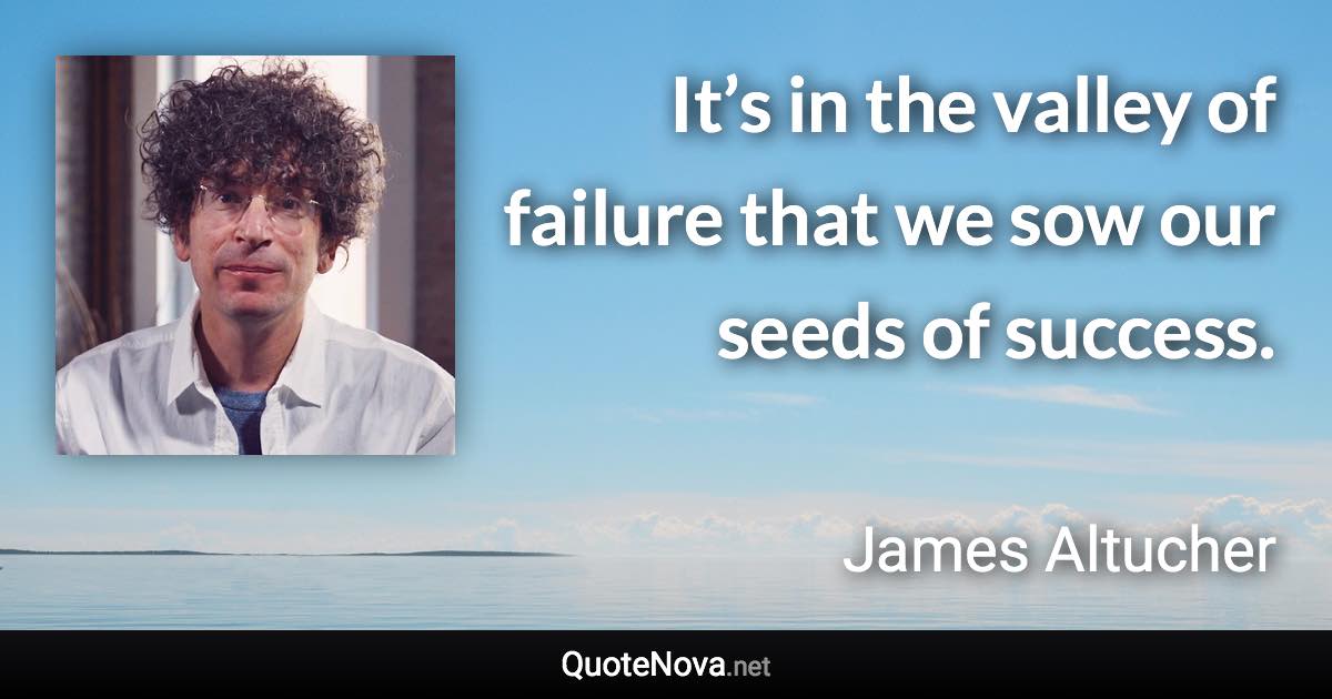 It’s in the valley of failure that we sow our seeds of success. - James Altucher quote