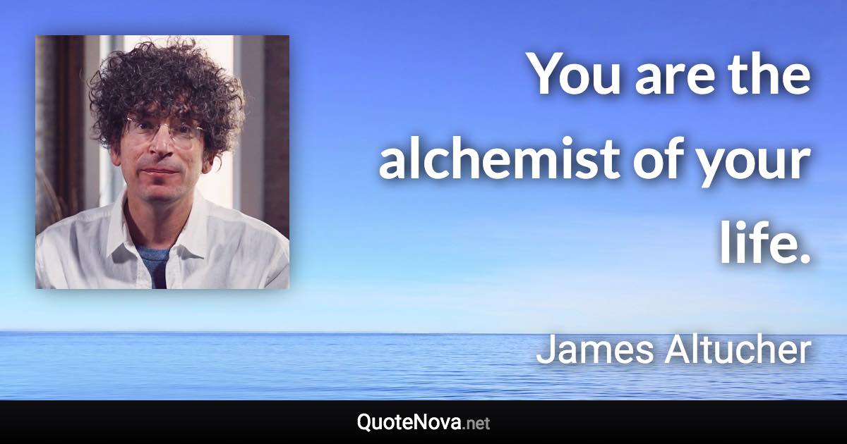 You are the alchemist of your life. - James Altucher quote