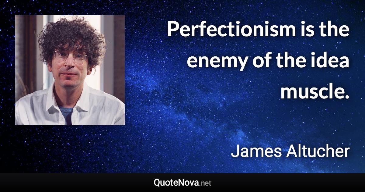 Perfectionism is the enemy of the idea muscle. - James Altucher quote