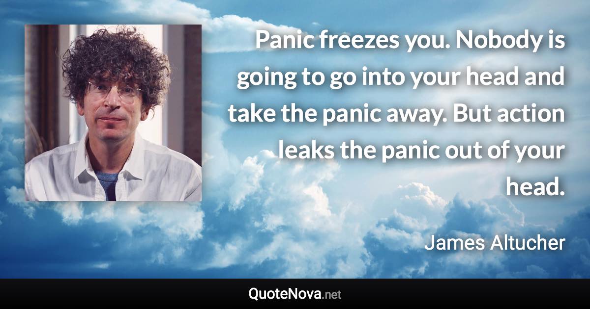 Panic freezes you. Nobody is going to go into your head and take the panic away. But action leaks the panic out of your head. - James Altucher quote