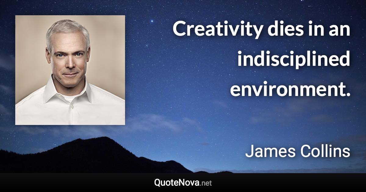 Creativity dies in an indisciplined environment. - James Collins quote