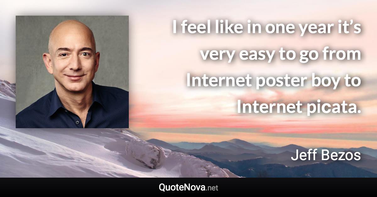 I feel like in one year it’s very easy to go from Internet poster boy to Internet piсata. - Jeff Bezos quote