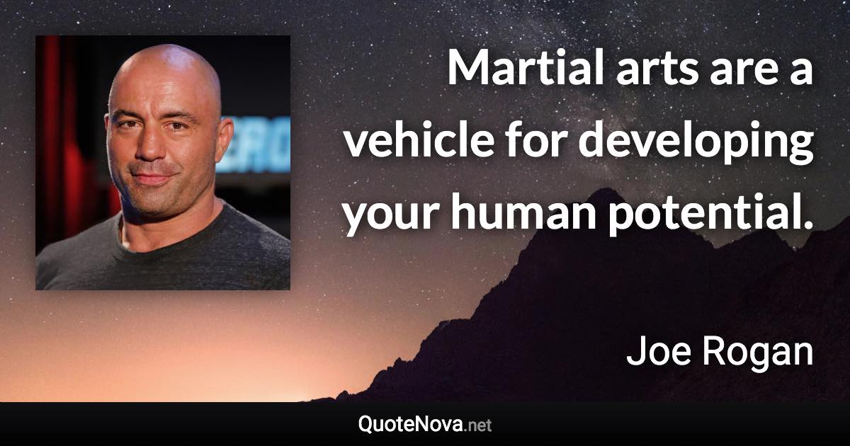 Martial arts are a vehicle for developing your human potential. - Joe Rogan quote