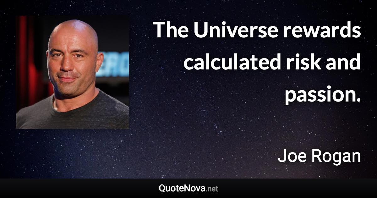 The Universe rewards calculated risk and passion. - Joe Rogan quote