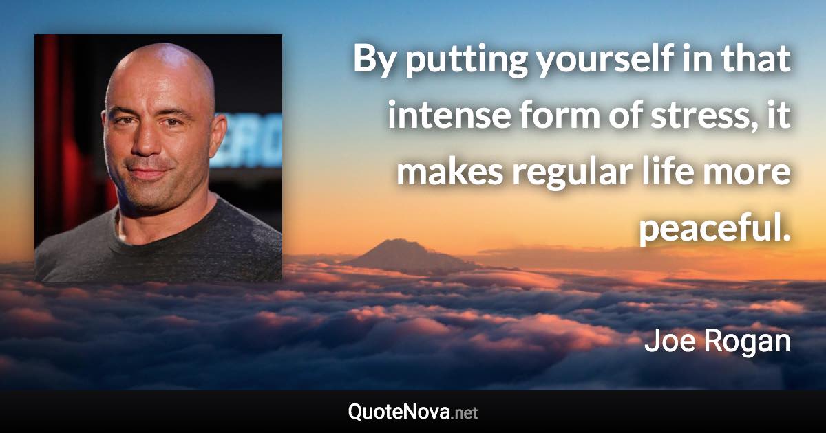 By putting yourself in that intense form of stress, it makes regular life more peaceful. - Joe Rogan quote