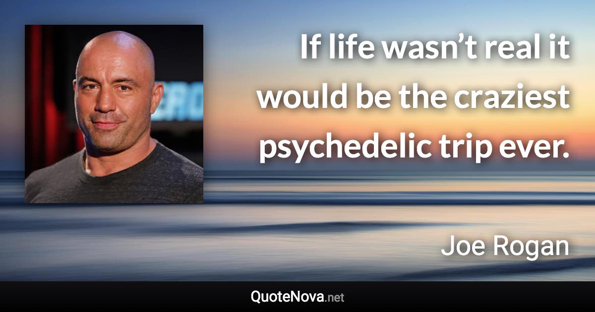 If life wasn’t real it would be the craziest psychedelic trip ever. - Joe Rogan quote