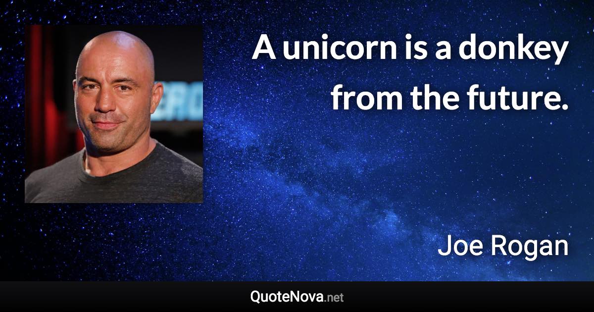 A unicorn is a donkey from the future. - Joe Rogan quote