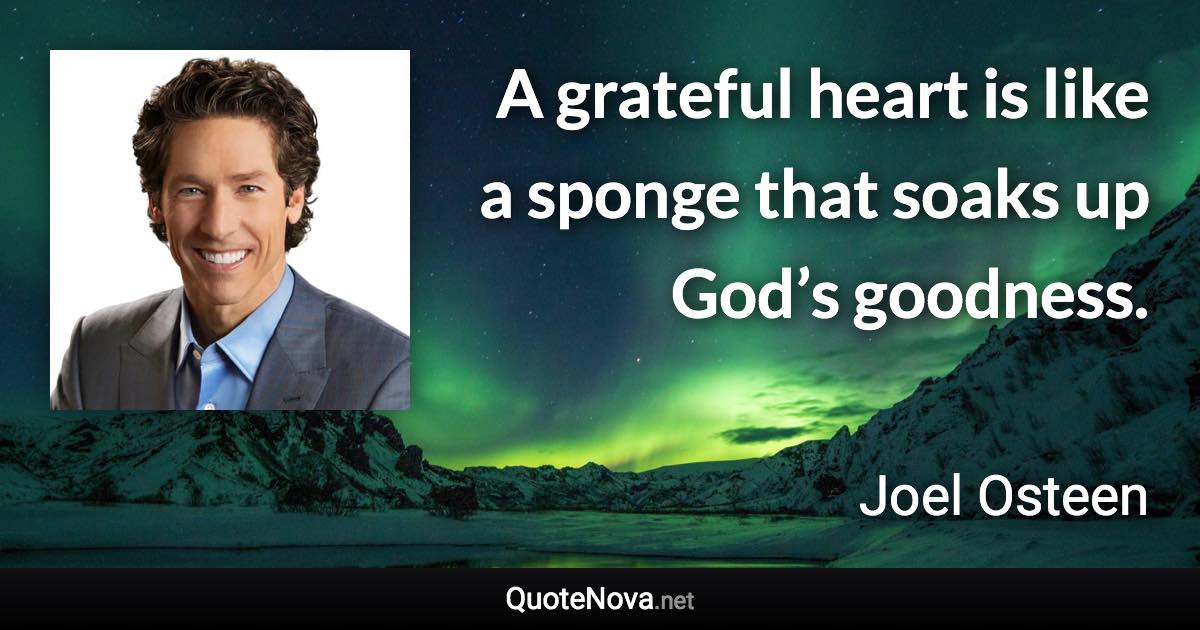 A grateful heart is like a sponge that soaks up God’s goodness. - Joel Osteen quote