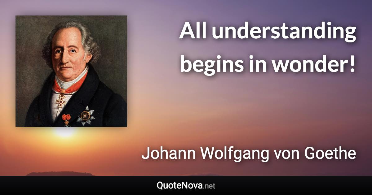 All understanding begins in wonder! - Johann Wolfgang von Goethe quote