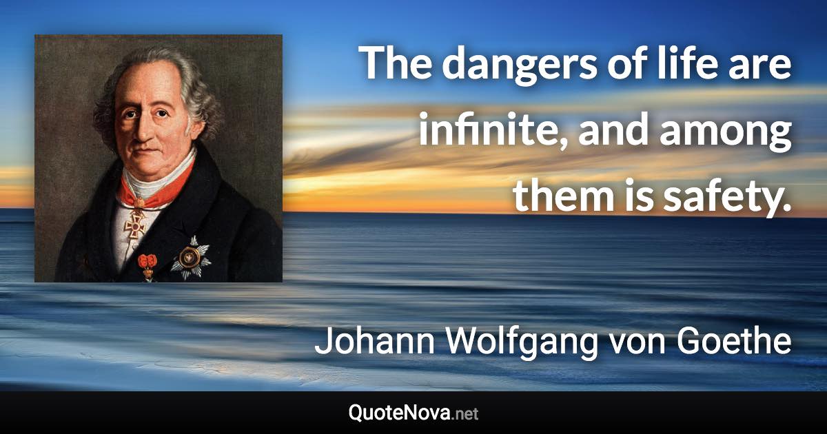 The dangers of life are infinite, and among them is safety. - Johann Wolfgang von Goethe quote