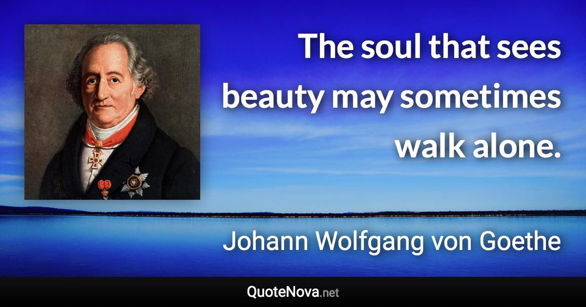 The soul that sees beauty may sometimes walk alone. - Johann Wolfgang von Goethe quote