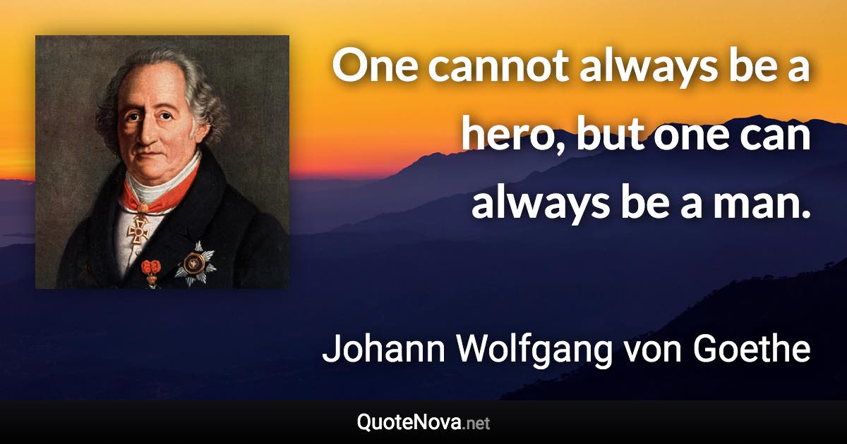 One cannot always be a hero, but one can always be a man. - Johann Wolfgang von Goethe quote