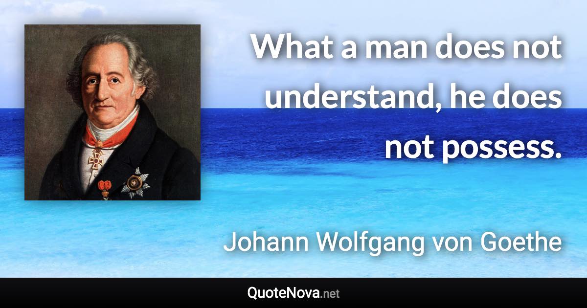 What a man does not understand, he does not possess. - Johann Wolfgang von Goethe quote