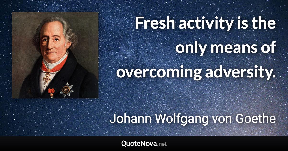 Fresh activity is the only means of overcoming adversity. - Johann Wolfgang von Goethe quote