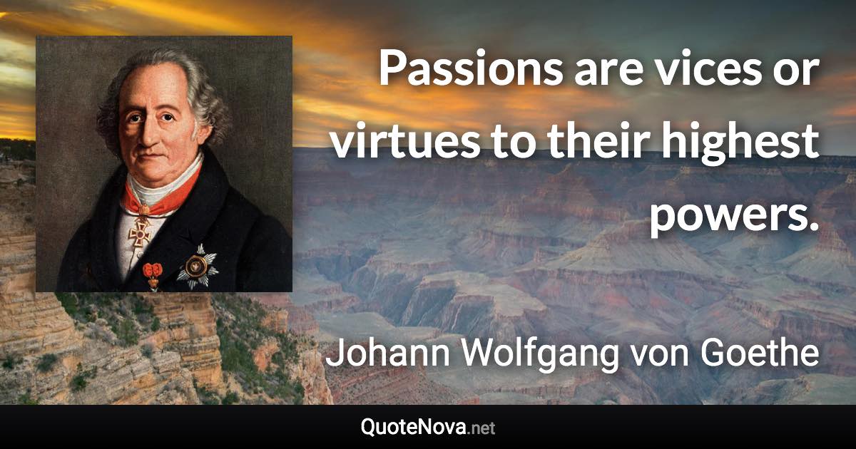 Passions are vices or virtues to their highest powers. - Johann Wolfgang von Goethe quote