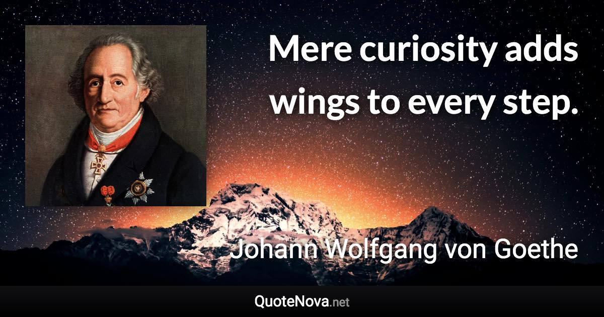 Mere curiosity adds wings to every step. - Johann Wolfgang von Goethe quote