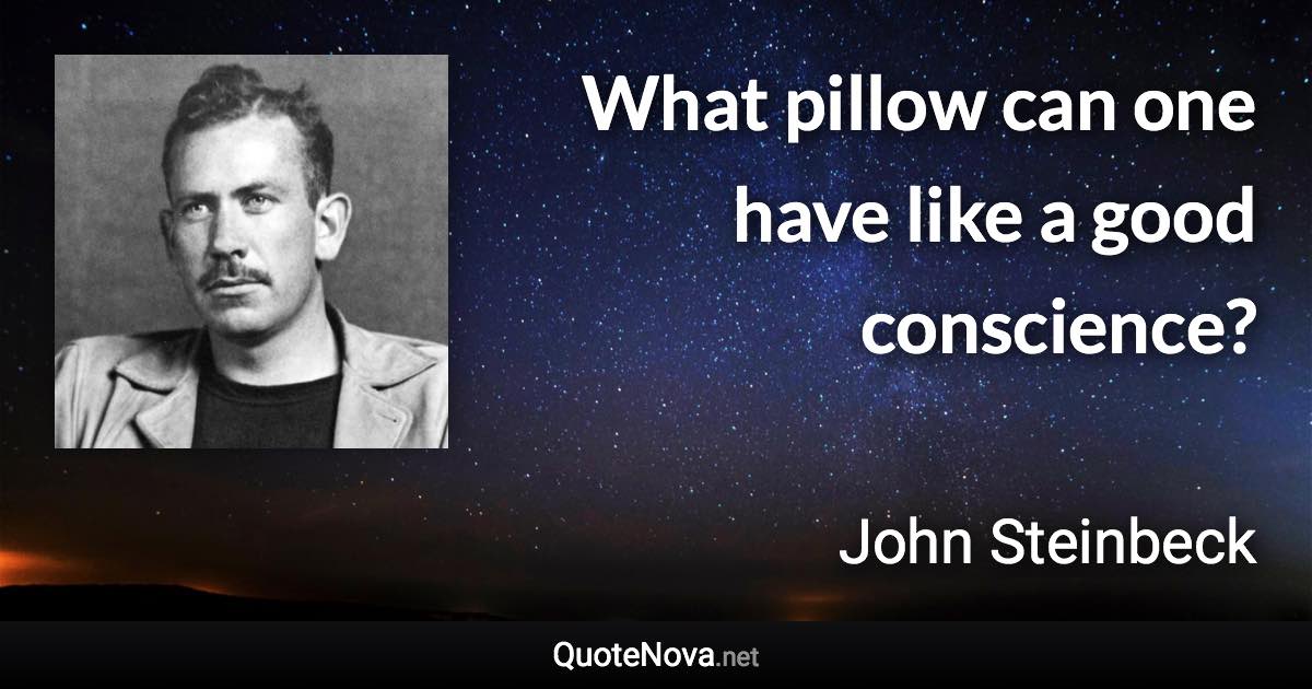 What pillow can one have like a good conscience? - John Steinbeck quote