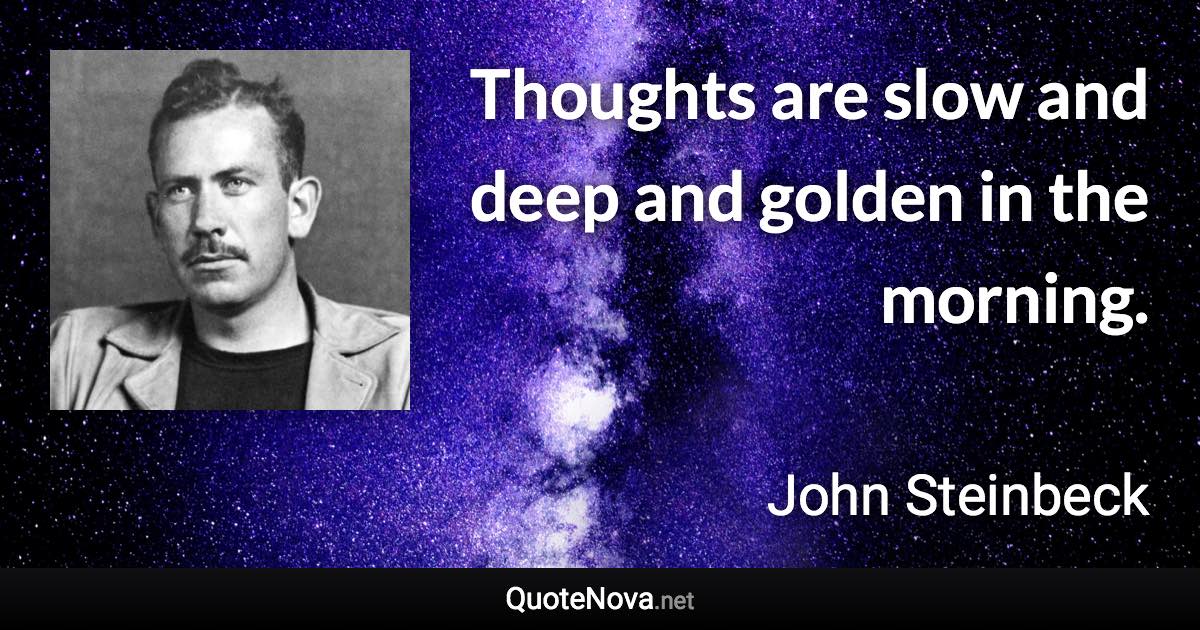 Thoughts are slow and deep and golden in the morning. - John Steinbeck quote