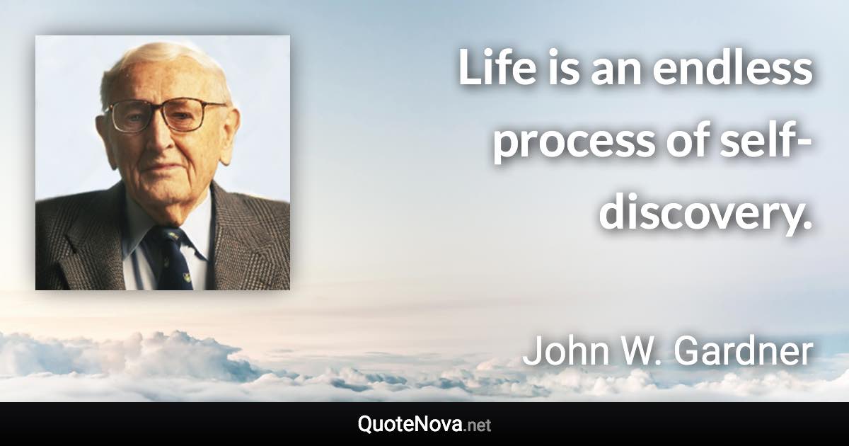 Life is an endless process of self-discovery. - John W. Gardner quote