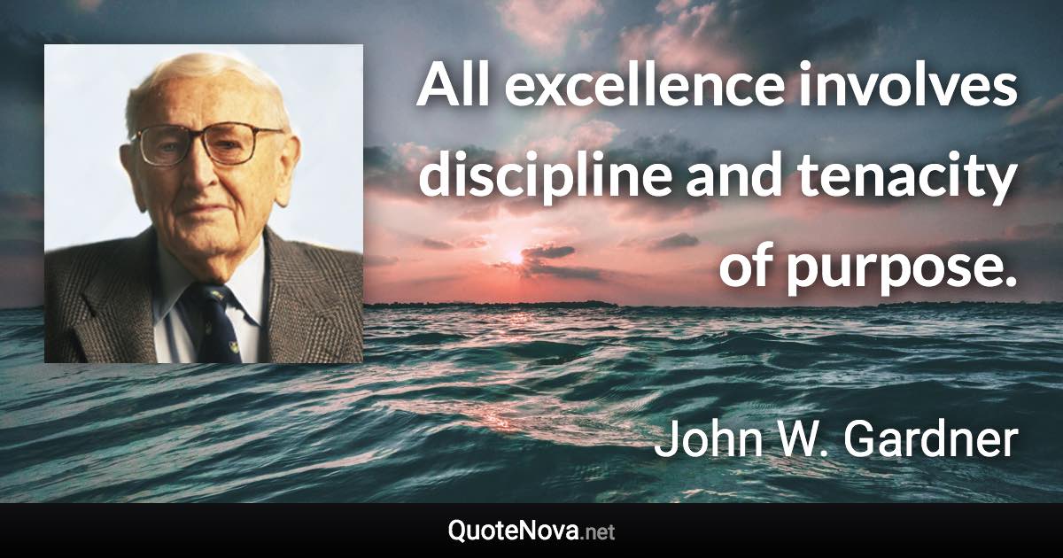All excellence involves discipline and tenacity of purpose. - John W. Gardner quote