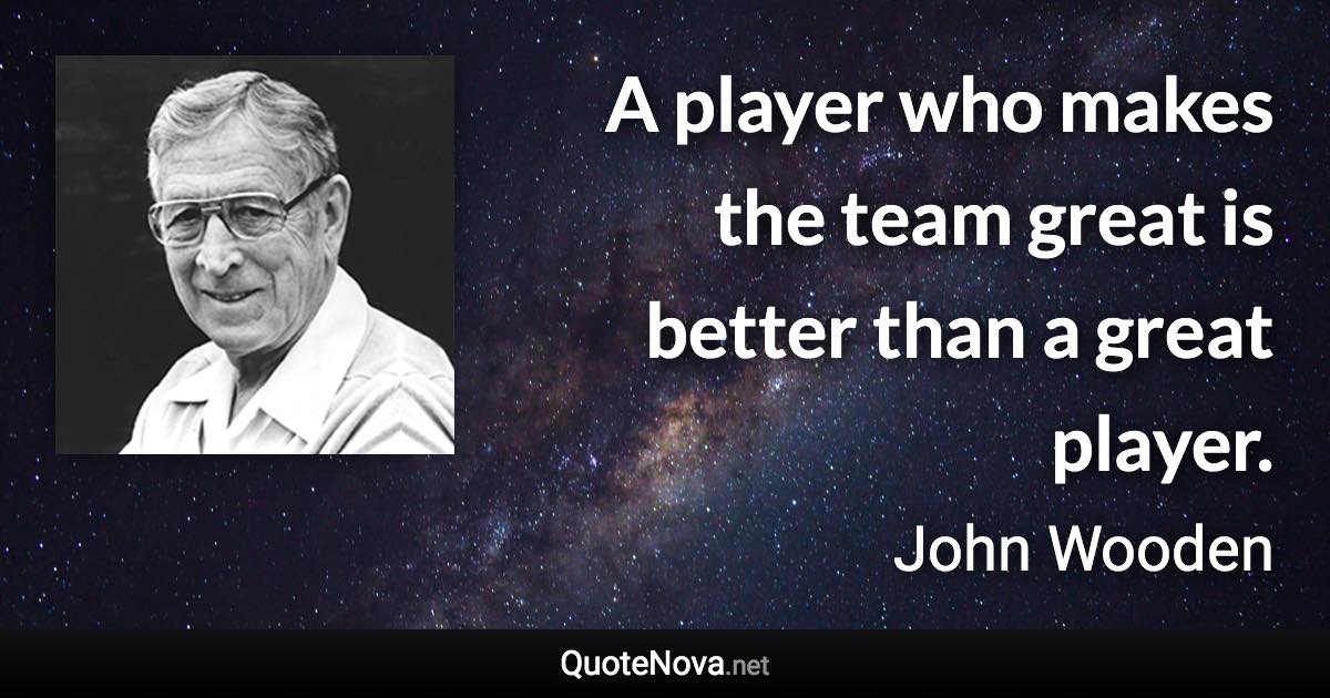 A player who makes the team great is better than a great player. - John Wooden quote