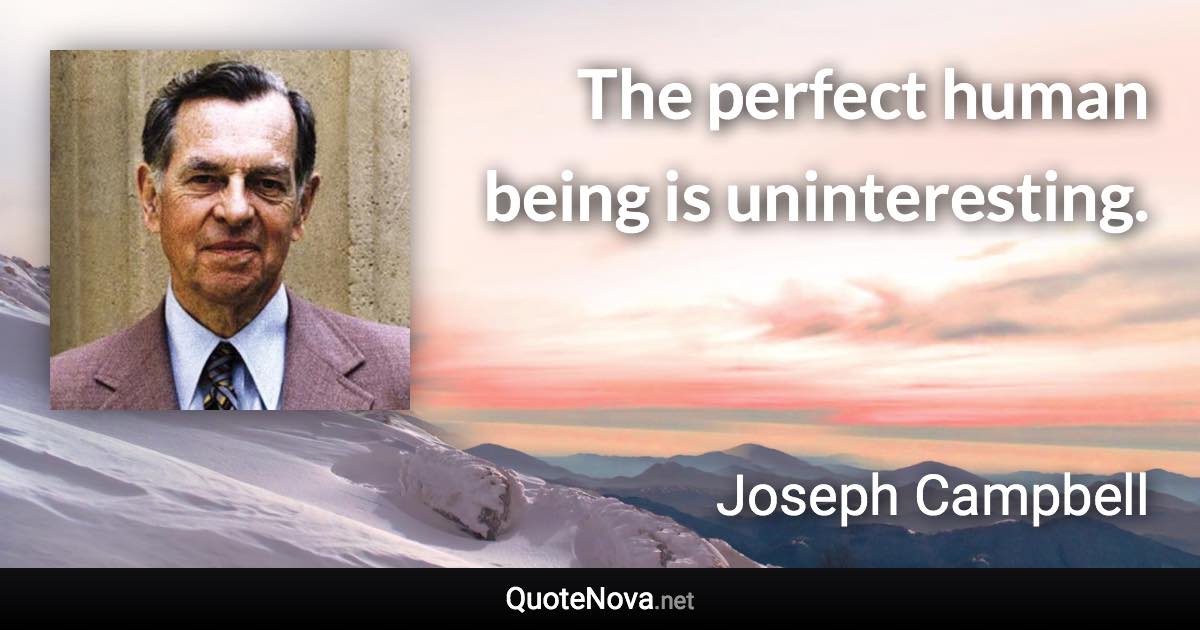 The perfect human being is uninteresting. - Joseph Campbell quote