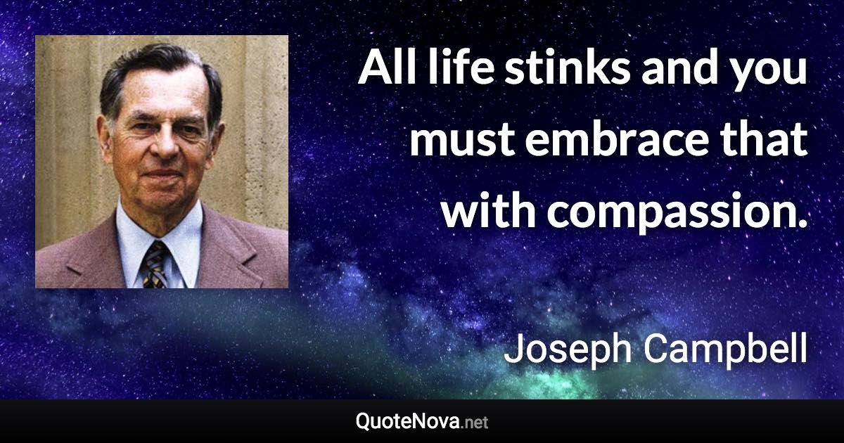 All life stinks and you must embrace that with compassion. - Joseph Campbell quote