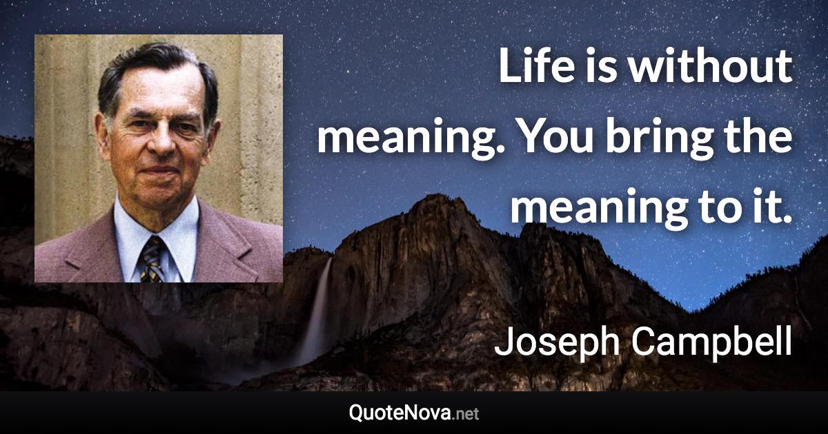 Life is without meaning. You bring the meaning to it. - Joseph Campbell quote
