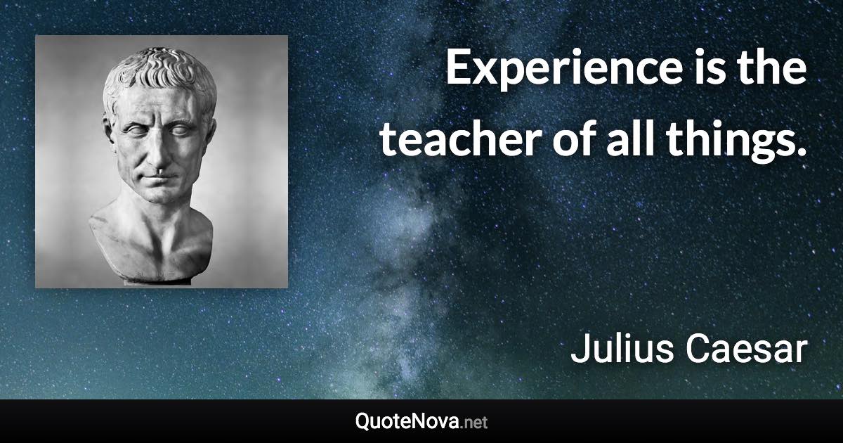 Experience is the teacher of all things. - Julius Caesar quote