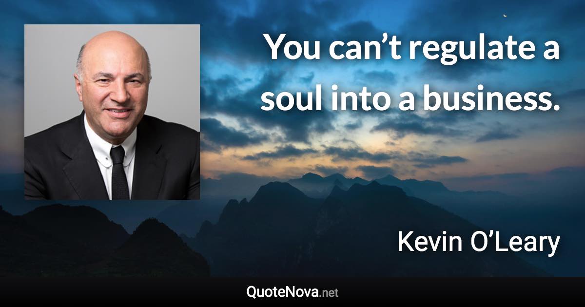 You can’t regulate a soul into a business. - Kevin O’Leary quote