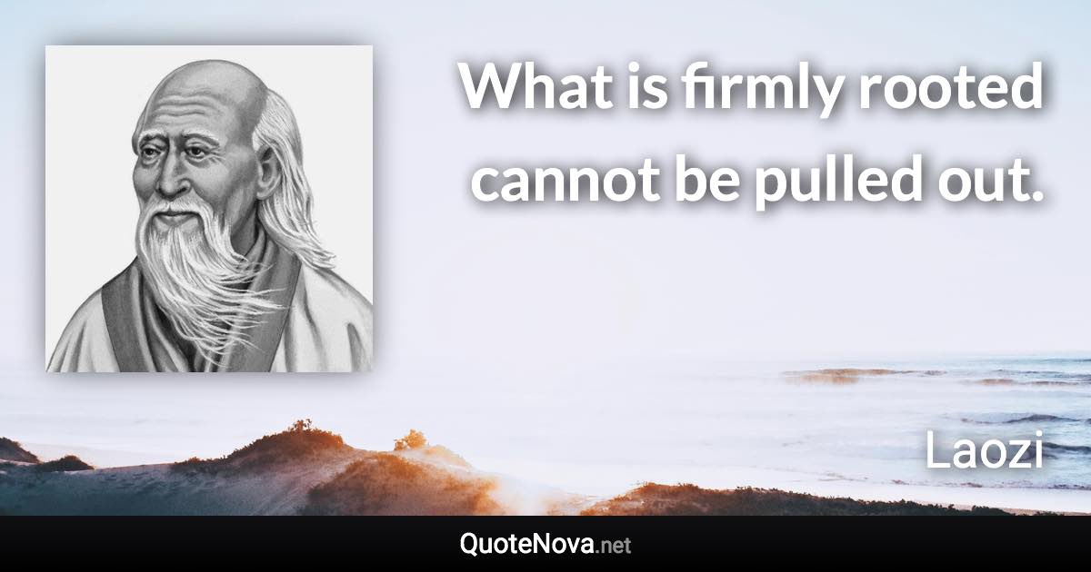 What is firmly rooted cannot be pulled out. - Laozi quote