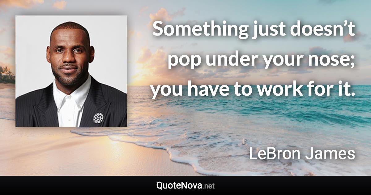 Something just doesn’t pop under your nose; you have to work for it. - LeBron James quote
