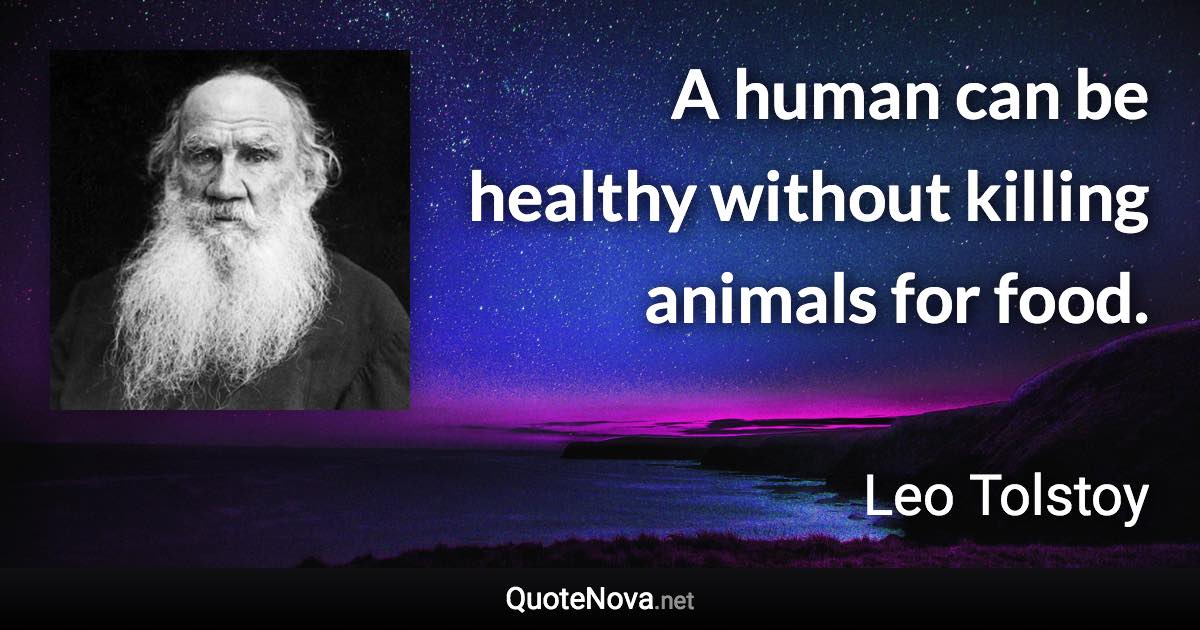 A human can be healthy without killing animals for food. - Leo Tolstoy quote